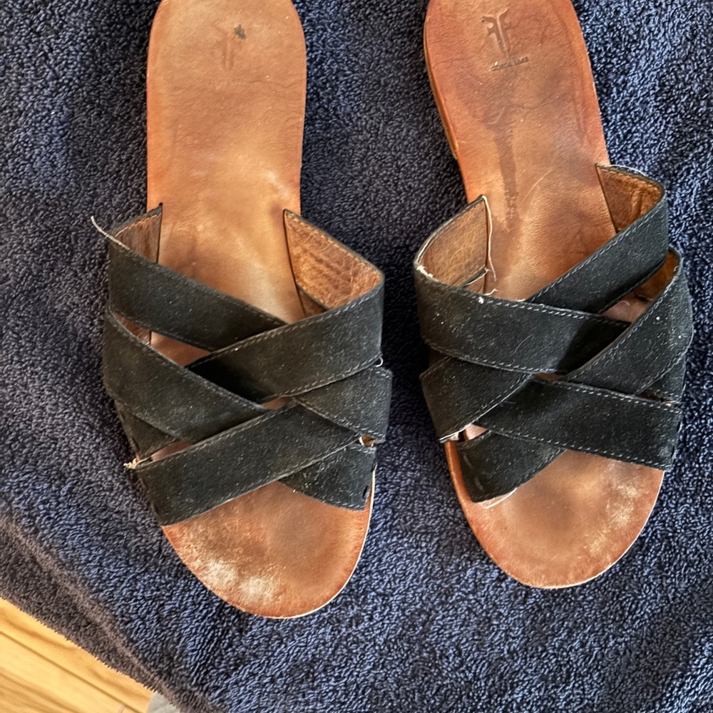 Women's Black Leather Sandals